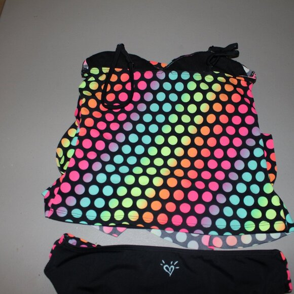 Multi Color 2 Pcs Justice Tankini Swimsuit size 14 - Picture 6 of 11